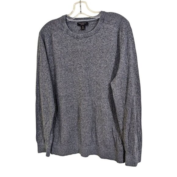 Banana Republic Mens XL Lightweight Silk Linen Sweater Knit Crewneck Marled Gray - Picture 1 of 4